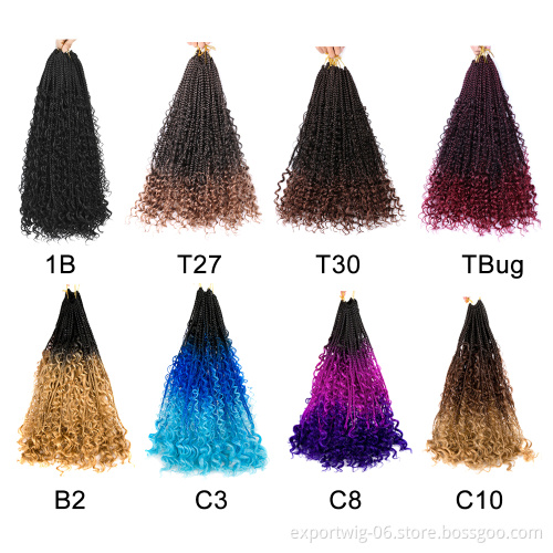 Goddess Faux Locs Crochet Hair Wholesale Wavy River Curly Box Locs Braids Synthetic Faux Locs Goddess Curly Ends Pre Looped Twis